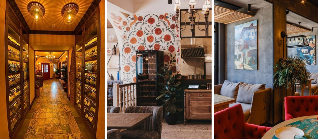 Орнаменты, картины, винные стеллажи - атмосфера грузинского ресторана.jpg
