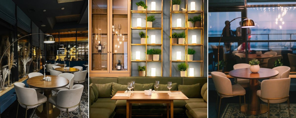 интерьер ресторана - художественная обработка фото влияет на цвет